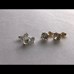 925 Sterling Silver 14k Gold plated CZ earrings